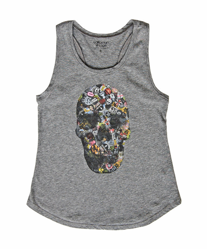 california vintage Pinskull Tank Heather Grey