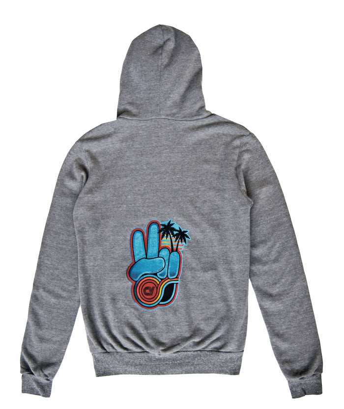 california vintage Peace Zip Up Hoodie Heather grey